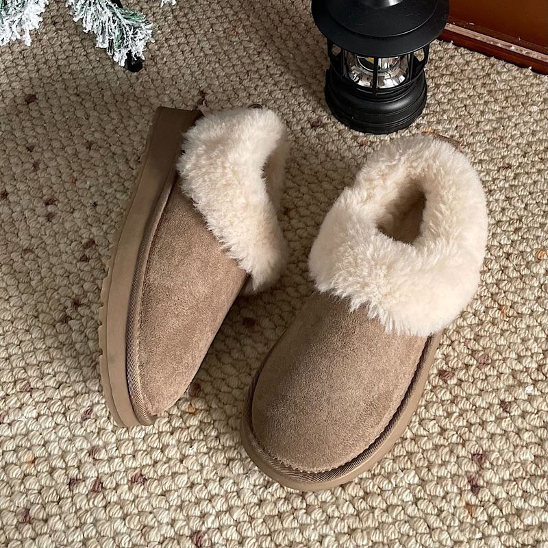 Wolken auf dem Baum ~ 2025 Winter Neue verdickte Fleece-Schaffell-Schneestiefel für Frauen Warme Baumwollschuhe_voghion.com