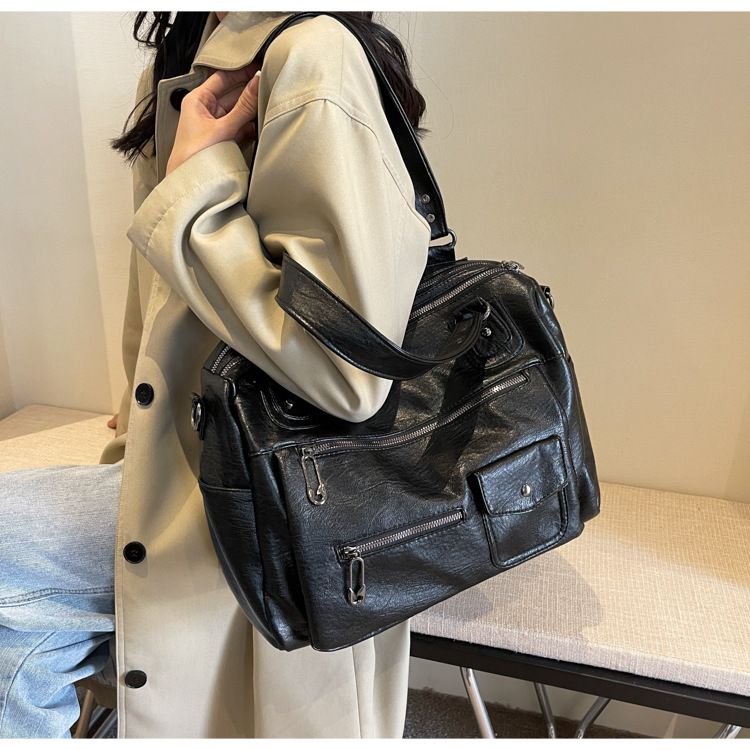 Rejsetaske Stor Kapacitet Vintage Motorcykeltaske Mode Korte Forretningsrejser Enkelt Skulder Crossbody Taske Afslappet Tote Taske_voghion.com