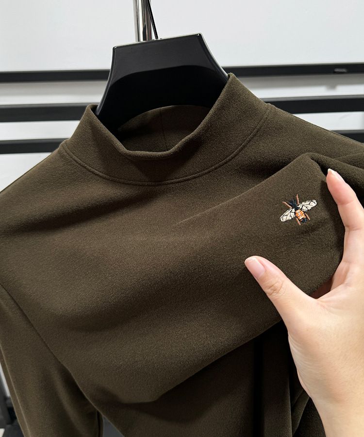 Premium Double-Layer Fleece Sweatshirt For Men – Slim-Fit Thermal Base Layer With Brushed Micro Velvet Interior, Semi-Turtleneck Winter Pullover_voghion.com