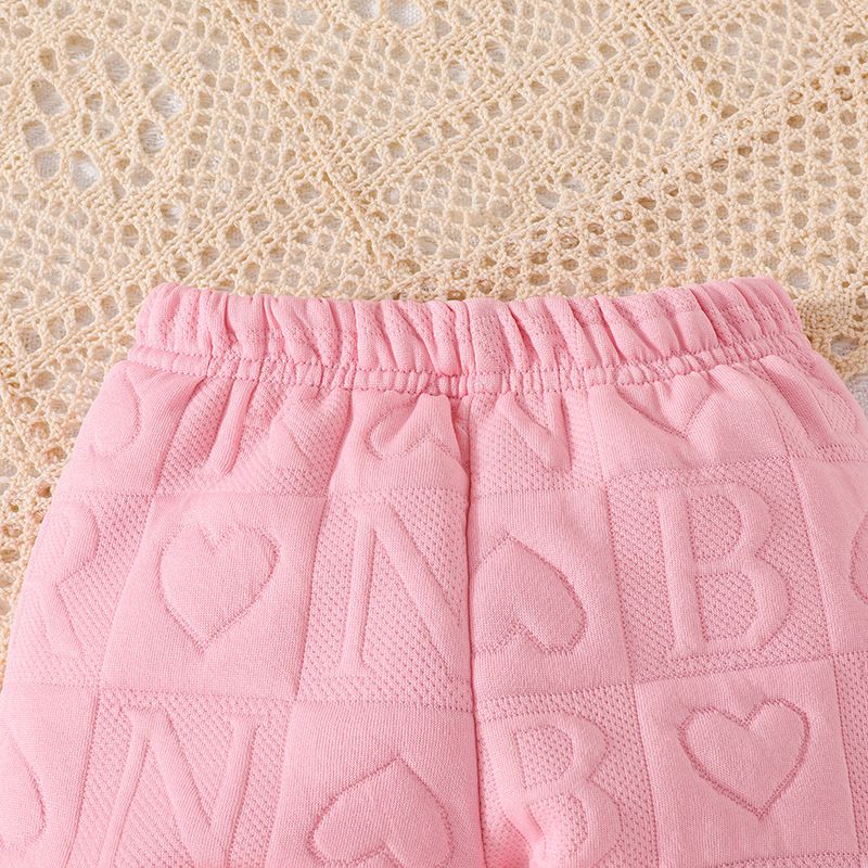 Conjunto de duas peças para bebês meninas, 225, primavera e outono, com gola redonda e manga comprida, calça estampada com letras, disponível em estoque_voghion.com