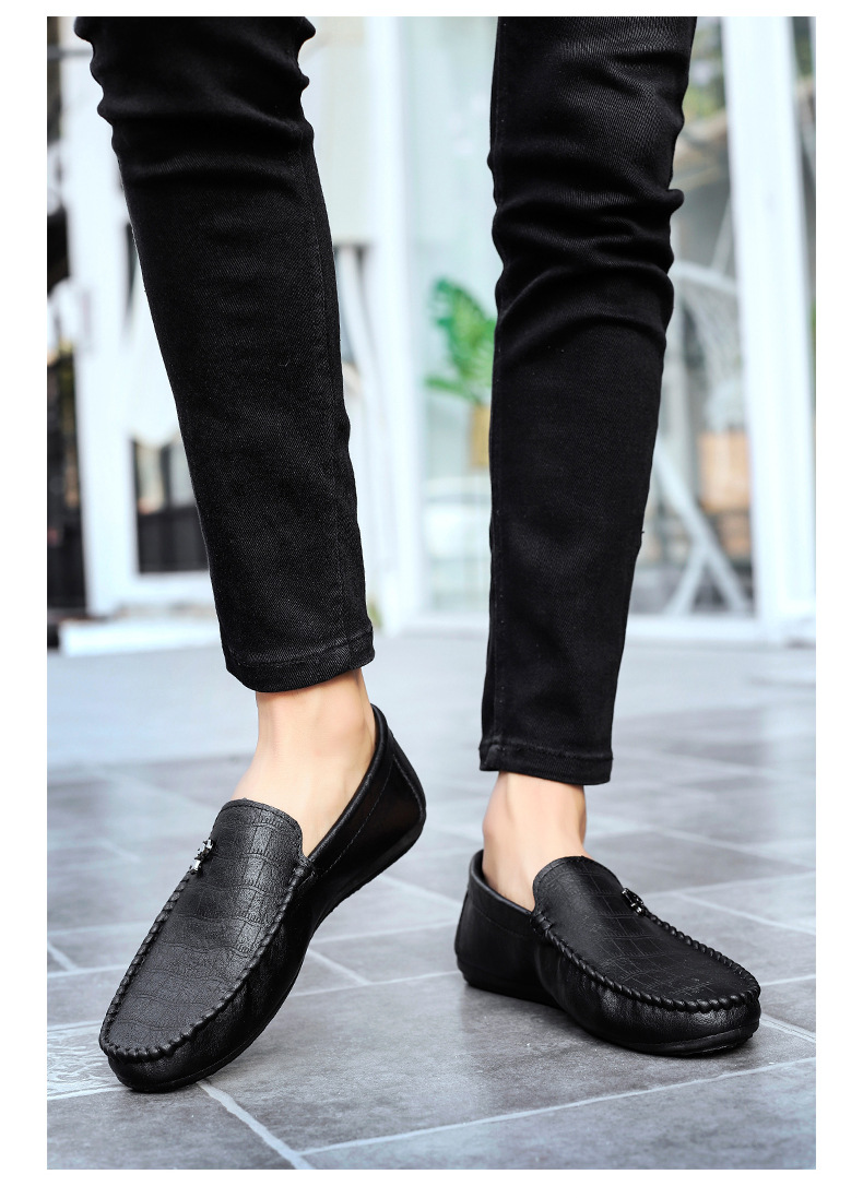 Doudou Shoes Men's Spring And Summer New Soft-soled Breathable Lazy Slip-on Casual Leather Shoes European Station Trendy British Loafers_voghion.com