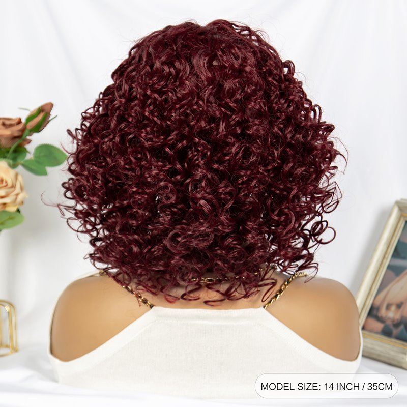 14inch short bob big curl screw curls 13*5*1 lace fluffy breathable chemical fiber wig headgear fashionable dress_voghion.com