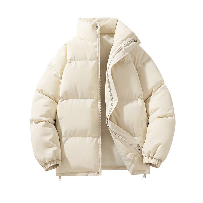 Men's Winter Thickened Puffer Jacket - Loose Fit Unisex Zip-Up Coat, Polyester-Filled Warm Parka For Teens & Young Adults (Multiple Colors)_voghion.com
