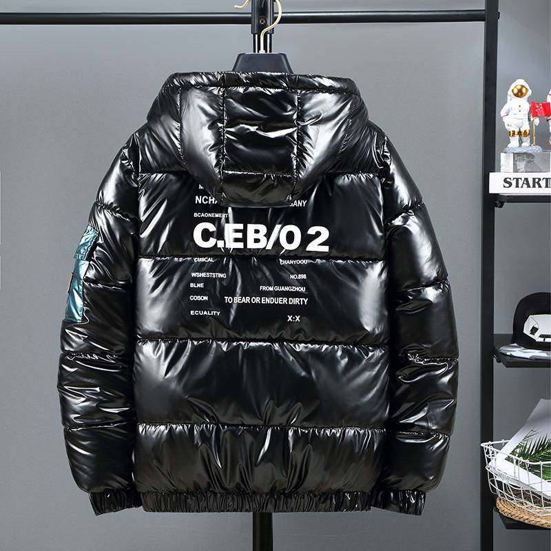 Chaqueta de invierno para hombre, abrigo informal, cálido y grueso, parka con capucha a la moda, ropa para hombre, chaqueta brillante y resistente al viento._voghion.com