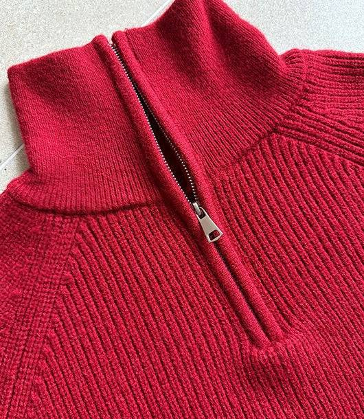 K Neuer Pullover mit hoher Taille und lockerem, dickem Design, hochgeschlossenem Reißverschluss, einfarbigem, kurzärmeligem Damenpullover_voghion.com