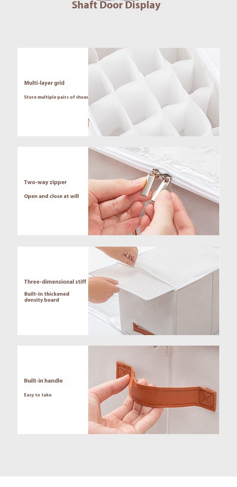 Extra Large Foldable Fabric Shoe Storage Box With Clear Lid & Handles, 12/16/20-Grid Breathable Shoe Organizer, Dust-Proof Closet Solution_voghion.com
