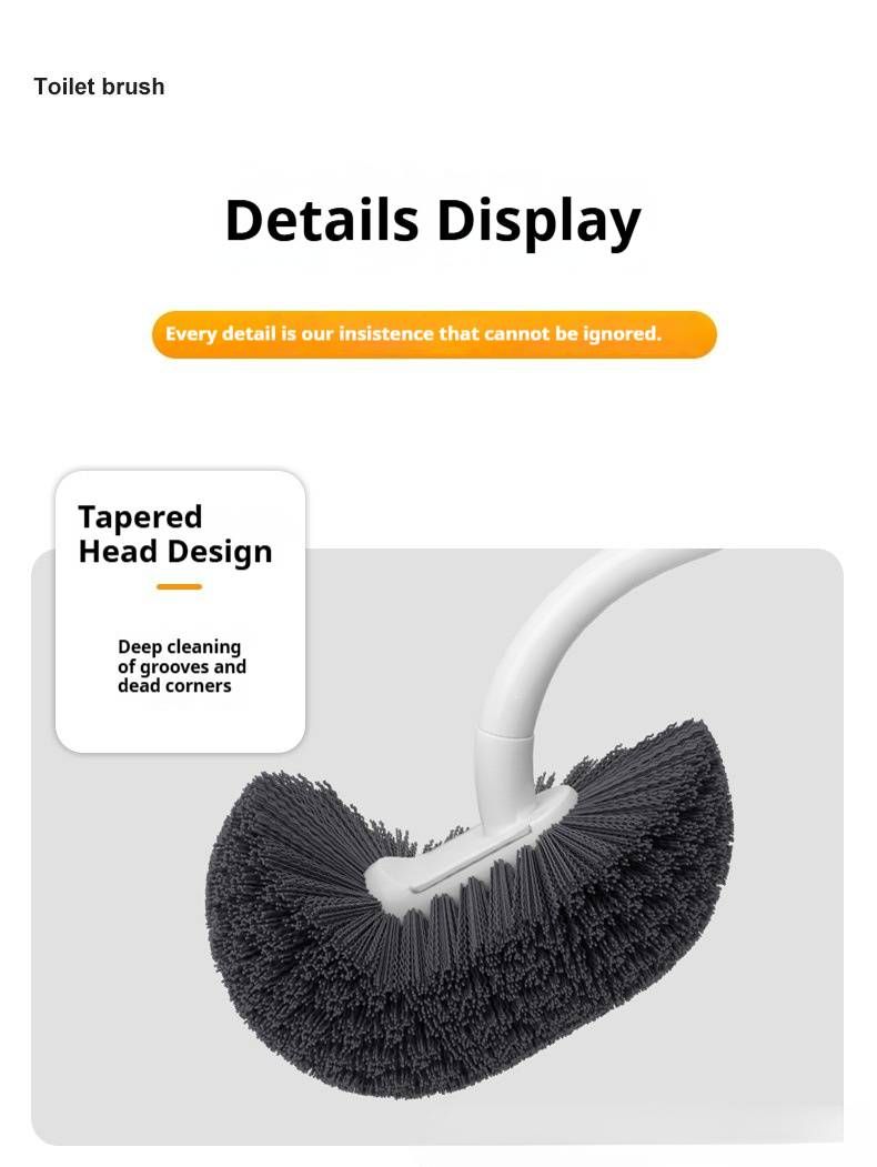 Wall-Mounted Toilet Brush With Base - Flexible Head For Deep Cleaning, Space-Saving Bathroom Essential (Gray/Blue/Orange)_voghion.com