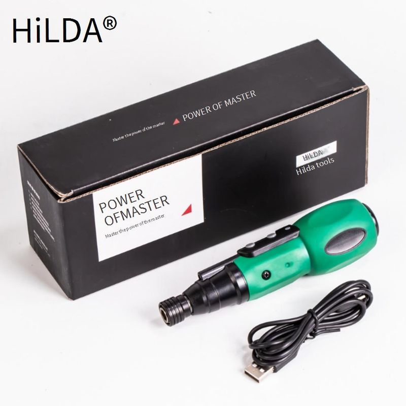 HILDA 3.6V Cordless Electric Screwdriver Set With Magnetic USB Charging, 4 Interchangeable Bits, Lightweight & Portable For Home DIY_voghion.com