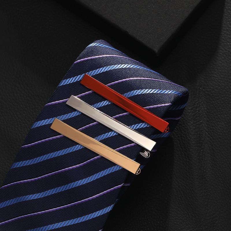 new stainless steel mirror polished tie clip multi color men's simple twill laser tie clip_voghion.com