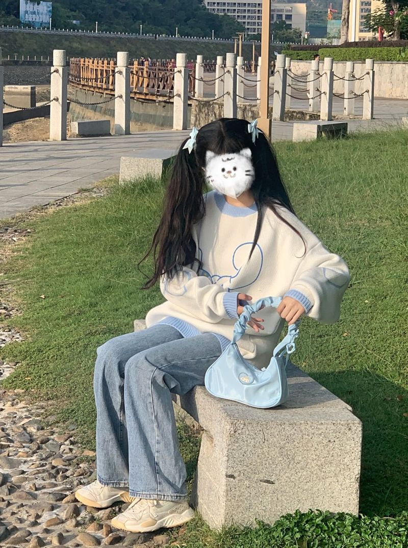 Jade Gui Dog Sweater, Cute Female Student Commuting Vitality Round Neck Knitted Shirt Top Coat, Autumn and Winter_voghion.com
