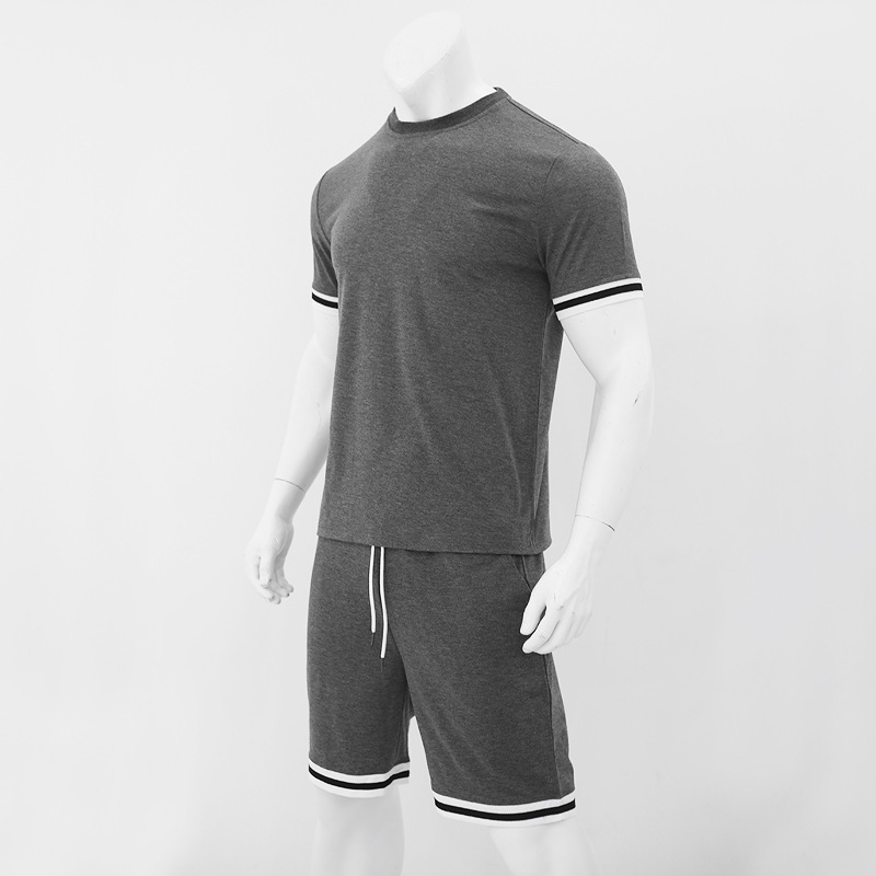 Herrenbekleidung Herren-Shorts mit kurzen Ärmeln, zweiteiliger, lässiger Sport-Jugendanzug in Übergröße_voghion.com
