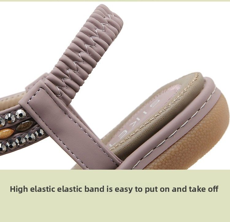 W676-4 New 2025 Spring Summer Rhinestone Casual Beach Flat Sandals For Women Comfortable Versatile_voghion.com