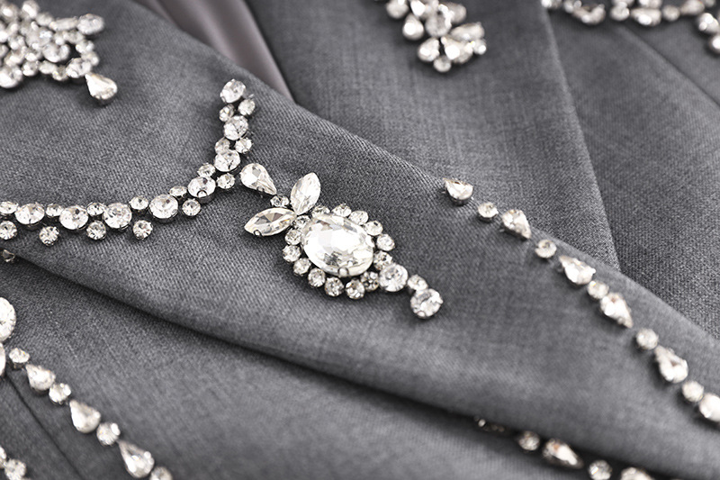 Women's Clothing Middle Eastern Style Super Heavy Beaded Suit Dress Gray Temperament Dress Skirt_voghion.com