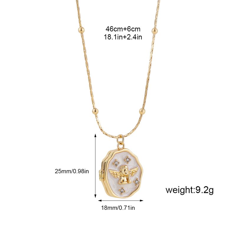 Collane smaltate con angelo carino in vendita calda per donne, collana con ciondolo placcato oro vintage, collana con clavicola e girocollo estetica da principessa._voghion.com