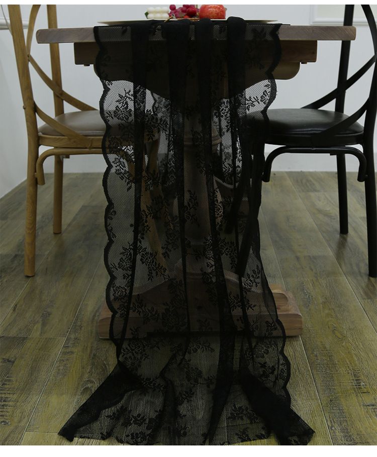 White Lace Table Runner Set - Elegant Cover For Coffee Table TV Stand Dresser & Shoe Cabinet_voghion.com