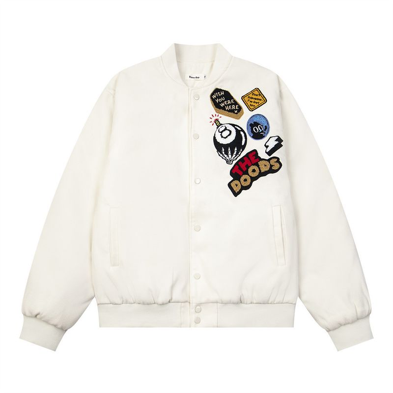 Vibe Trendy Personalized Label Embroidered Baseball Coat Men's Winter Button Cardigan Cotton Jacket Outerwear_voghion.com