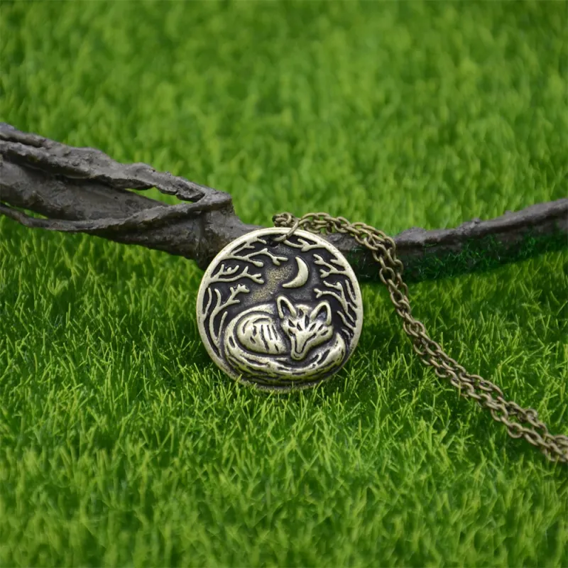 Collana con ciondolo a forma di volpe slava, pronta consegna, accessorio per uomo, stile vichingo, gioielli gotici_voghion.com