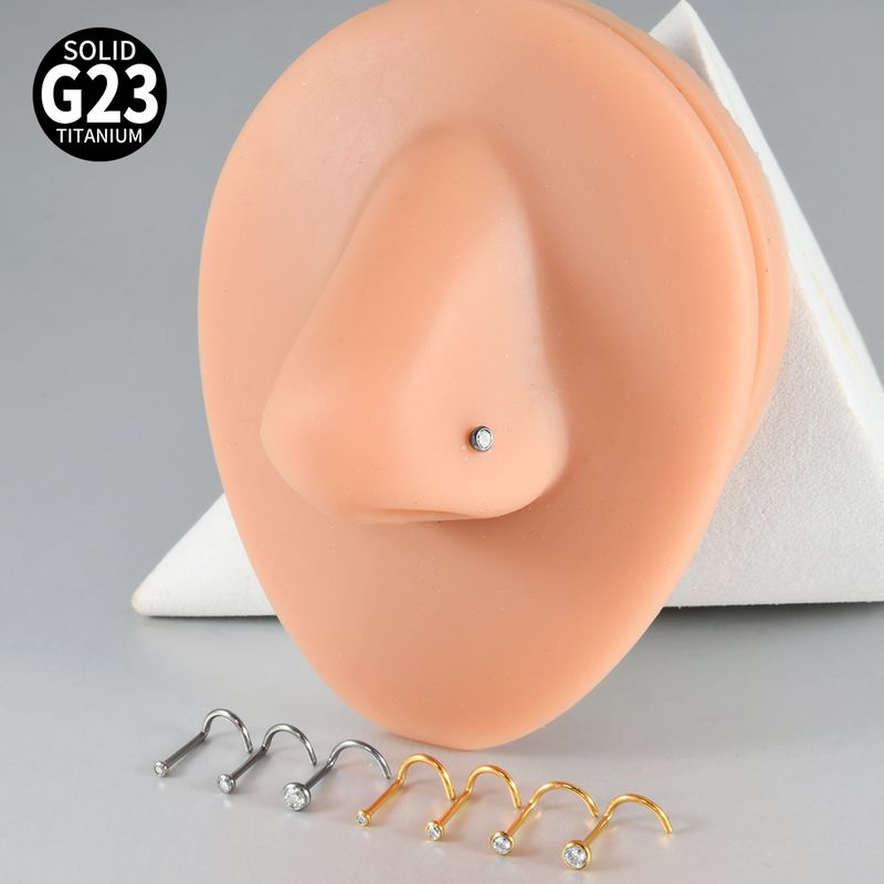 1/4 pezzi G23 titanio massiccio a forma di S perno per naso 20G 1,5/2/2,5/3 mm diverse dimensioni superiori cristallo anello per naso curvo carino perno piercing_voghion.com