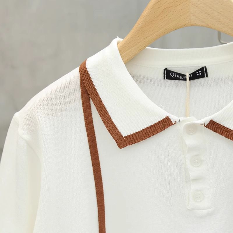 Pánské oblečení Lehké luxusní retro high-end barevně sladěné kapsy s krátkým rukávem Polo pánské letní tenké úzké klopové pruhované tričko s polovičním rukávem_voghion.com