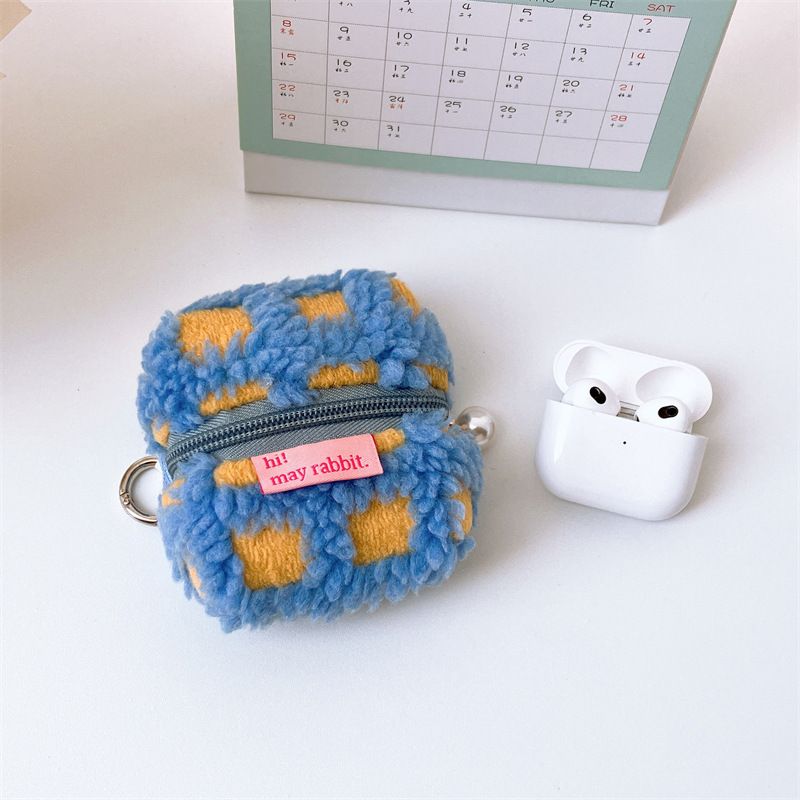 Waffle Velvet Cute Tent 3D Case Protective Cover Shell Bluetooth Earphone Coin Purse Small Storage Bag_voghion.com