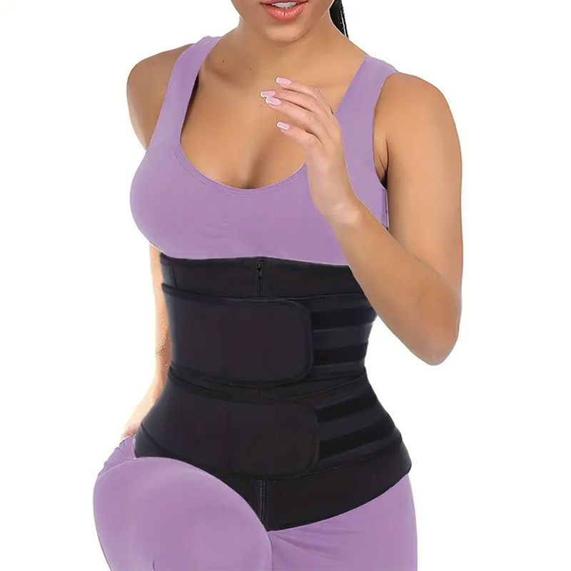 Exercise Shapewear Double Belt Zipper Style Abdominal Waist Trainer_voghion.com