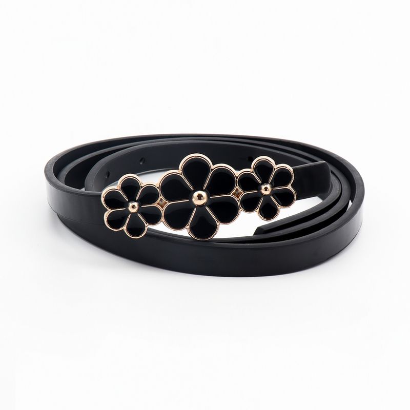 HOT women belt fashion thin decorate dress small daisy black white summer_voghion.com