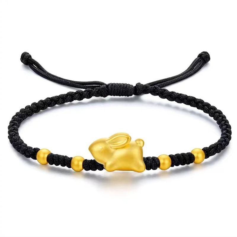 2023 Jade Rabbit Ching Cheung Bracelet Vietnamese Sand Gold-plated Brass Red Rope Zodiac Rabbit Year Bracelet for Women_voghion.com