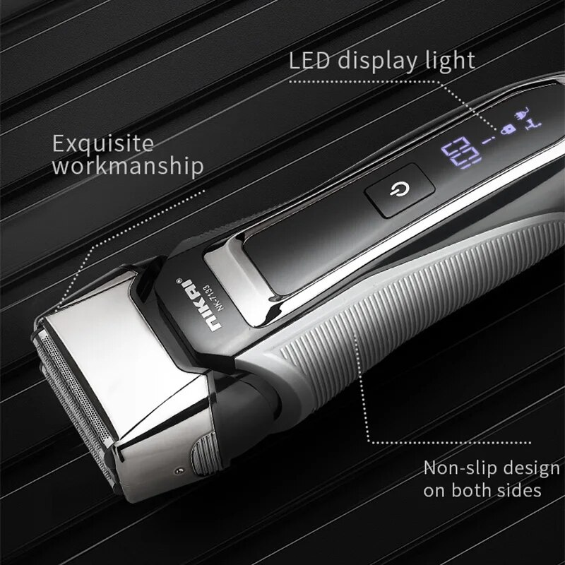 Titanium Rechargeable shaver for men waterproof face and beard electric razor foil bald head shaving hine wet dry_voghion.com