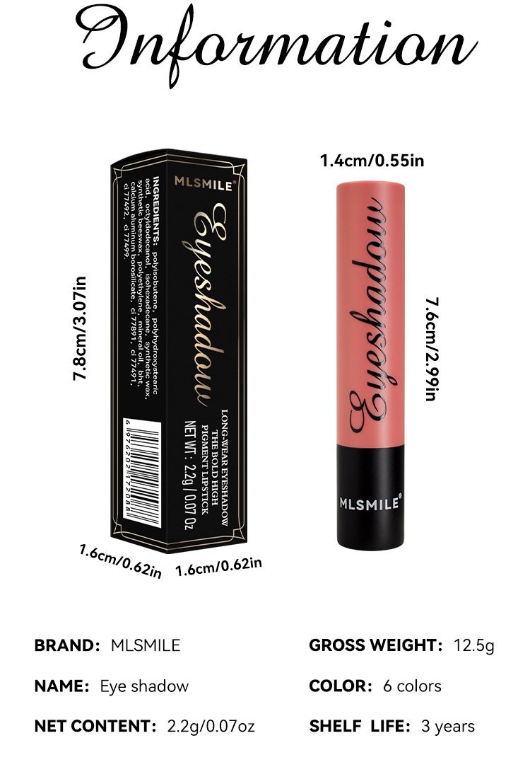 MLSMILE Lipstick Eye Shadow Stick Lazy Eye Makeup Waterproof Non Smudge Pearlescent Eye Shadow Eye Silkworm Pen_voghion.com
