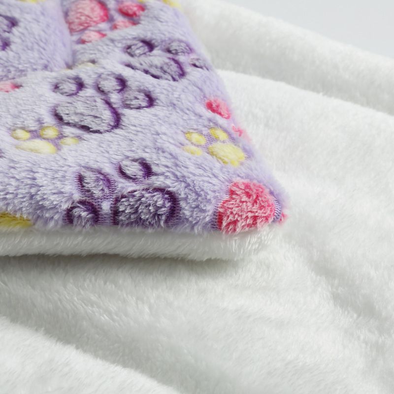 Coral Fleece Pet Paw Print Mat Cat Dog Cage Autumn Winter Thickened Warm Mattress Sleeping Pad_voghion.com