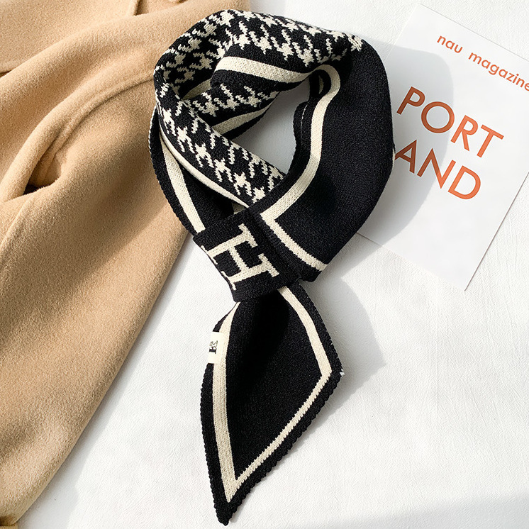 Thousand bird lattice small scarf female autumn and winter Instagram tide thickened warm decorative neck neck scarf biker scarf_voghion.com