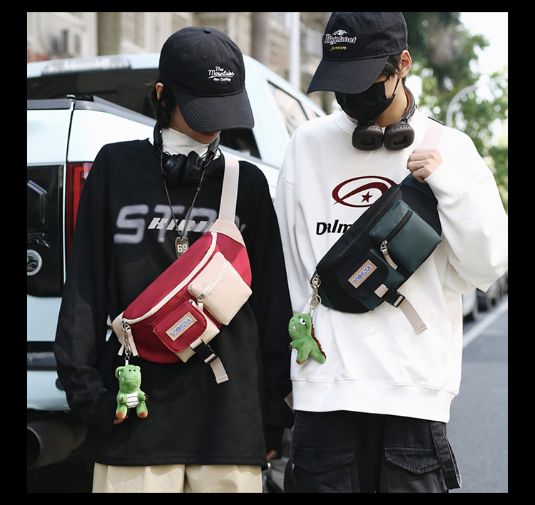 Autumn and winter new men's chest bag, color-blocked fashion student lightweight crossbody bag, Ruiying outdoor sports belt bag_voghion.com