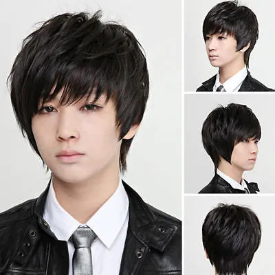 Parrucca corta nera per capelli umani da uomo alla moda coreana_voghion.com