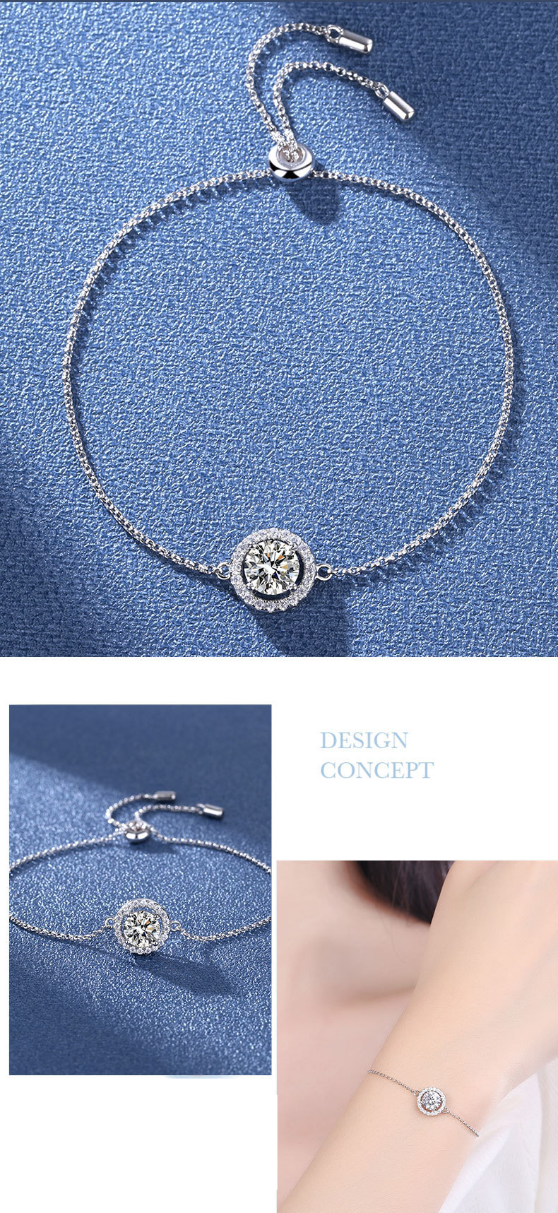 Bolsa redonda da moda para mulheres, pulseira de moissanite de 2 quilates com bolhas clássicas simples_voghion.com