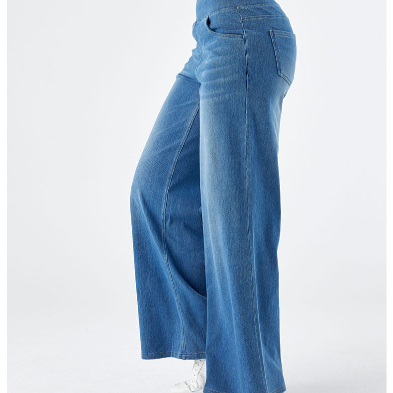 Femeii pantaloni largi din denim cu picior larg talie înaltă slăbire pantaloni scurți cu mai multe buzunare drepte vrac pisică mustăți maimuță pantaloni casual_voghion.com