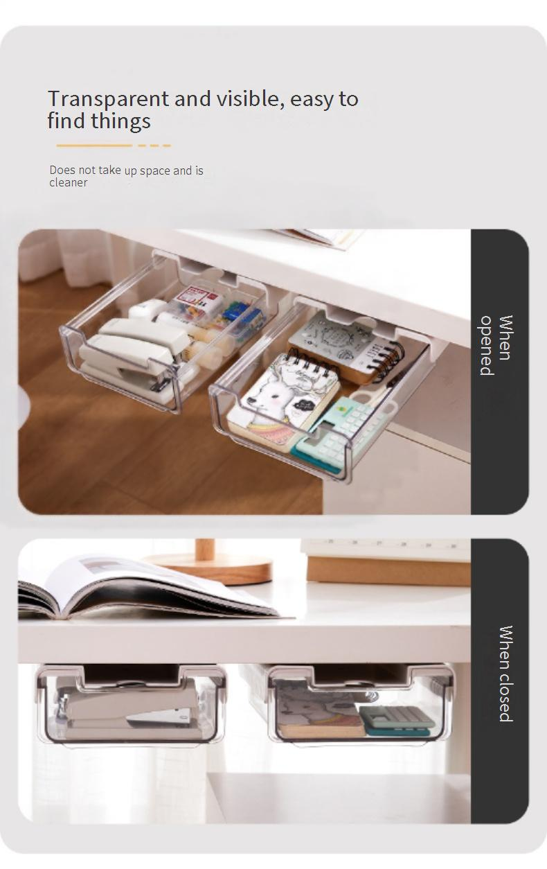 Heimwerker-Schublade unter dem Tisch, Aufbewahrung von Büromaterial und Kleinigkeiten, Schreibtisch, versteckte Aufbewahrungsbox, großes Artefakt zur Desktop-Organisation_voghion.com