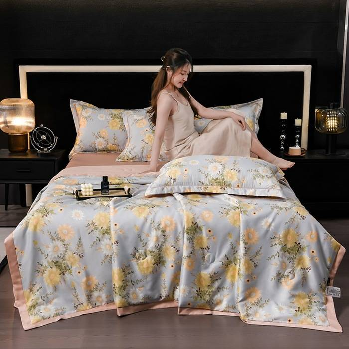 Set di piumoni estivi lavabili in Tencel - 4 pezzi, rinfrescanti e setosi, traspiranti e ipoallergenici_voghion.com