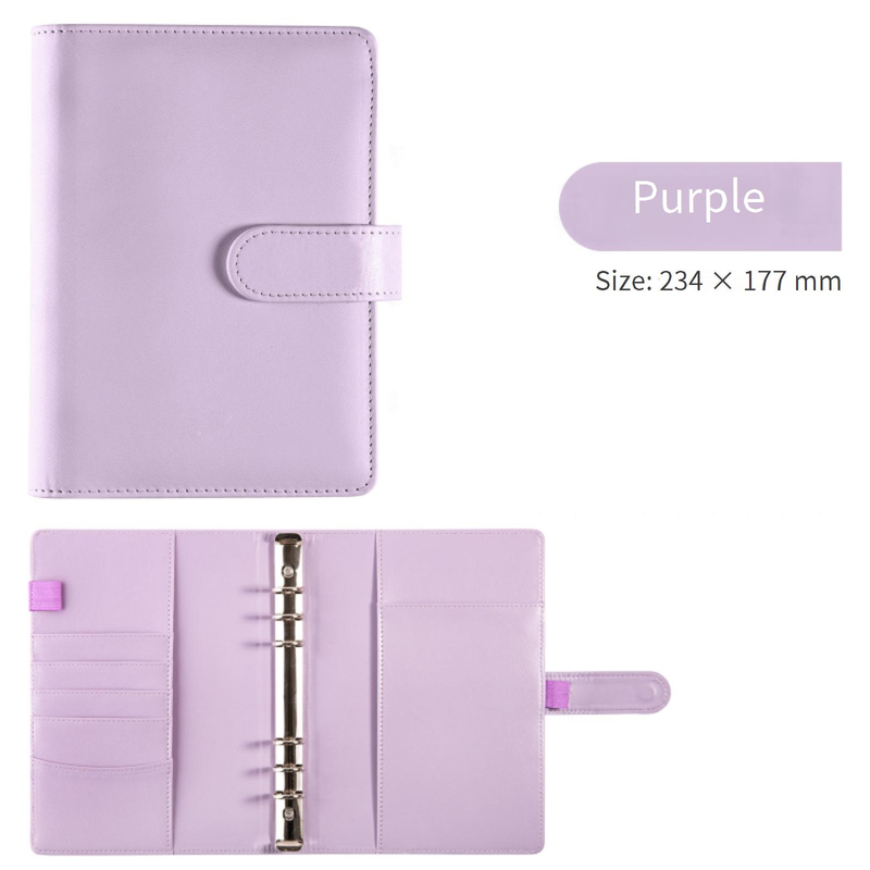 A5 Pastel PU Leather Binder Notebook – Refillable Planner With Zipper Pocket, Card Slots & Cash Holder – Premium Lined Journal For Work_voghion.com