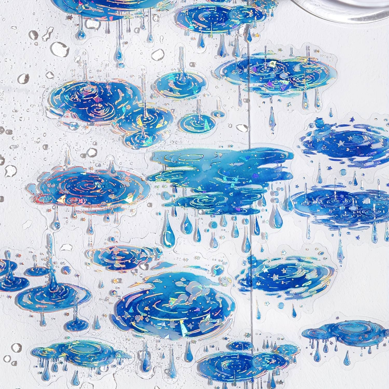120pcs/6pack Elegant Watercolor Droplet And Vortex Sticker Set - PET Material, Perfect For Notebooks, Journals, And Crafts_voghion.com