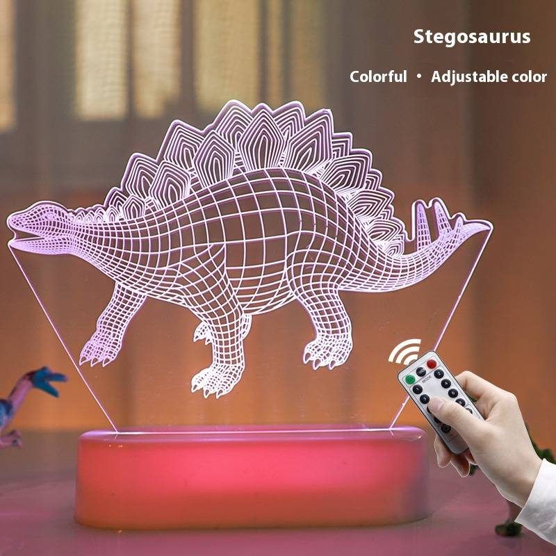 Luce notturna 3D a forma di dinosauro con telecomando - Lampada da comodino a LED che cambia colore, regalo creativo per bambini e decorazioni per la casa_voghion.com