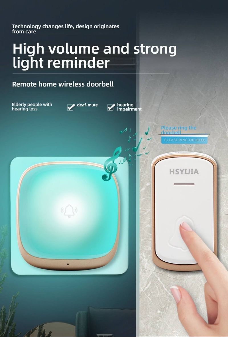 Draadloze deurbel met ultraheldere led-flitser en 36 tonen – groot bereik (10-50 m), op batterijen, ideaal voor doven en ouderen_voghion.com