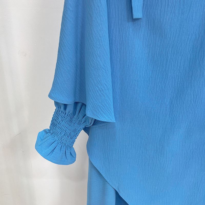 Damenbekleidung Dubai Türkisches einfarbiges Kleid mit Kopftuch LR591 + Hj907_voghion.com