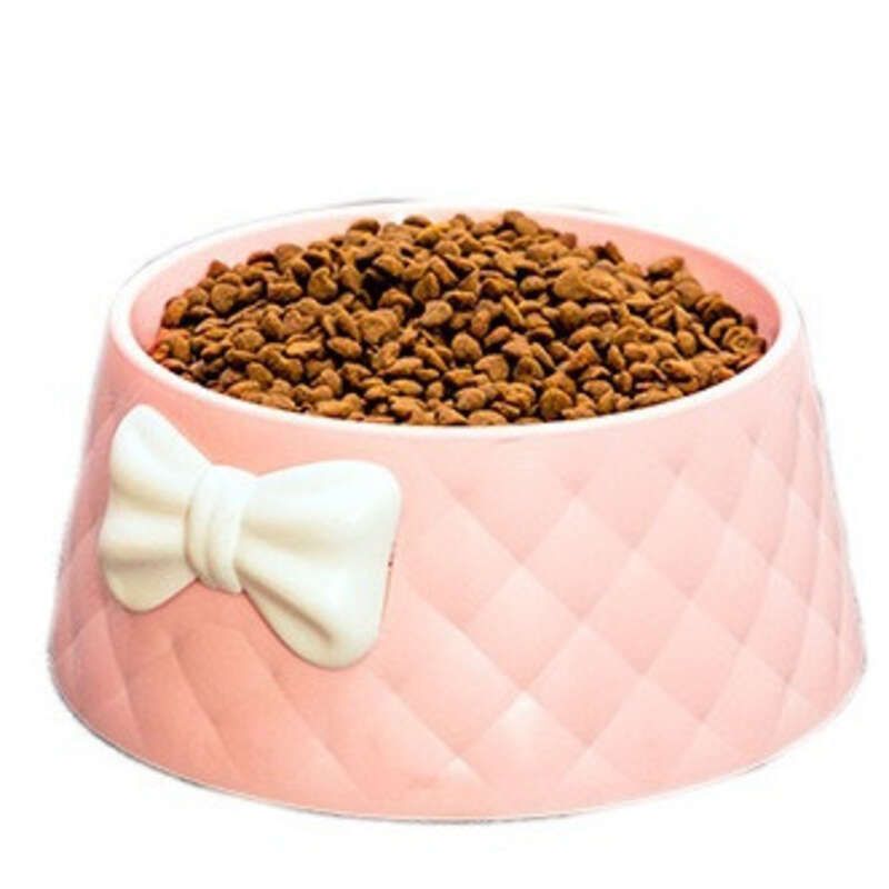 Husdjursmacaron i ny stil med rosett och diamantmönster, kattskål, fördjupande, läckagesäker hundmatsuppsättning_voghion.com