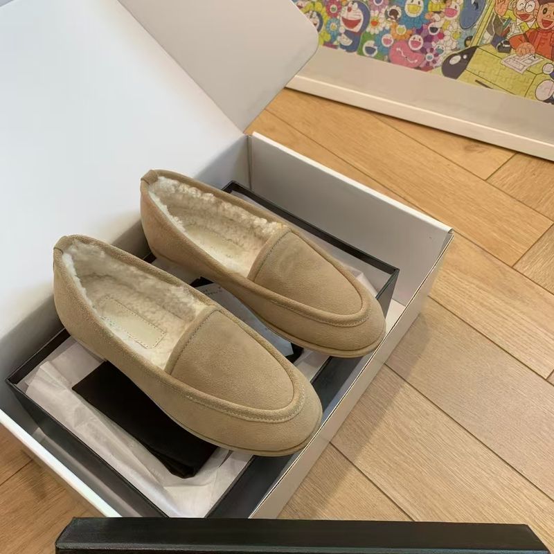 2024 Autumn Winter Maillard Suede Loafers, Integrated Fur Shoes With Plush, Comfortable And Versatile_voghion.com
