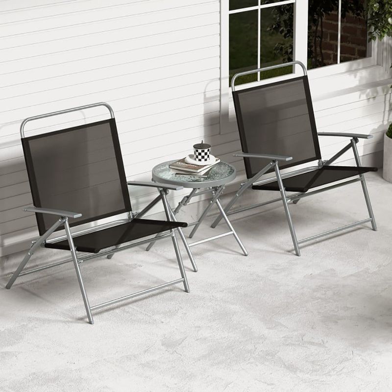 3 Pieces Patio Folding Chair Set Outdoor Metal Conversation Set_voghion.com