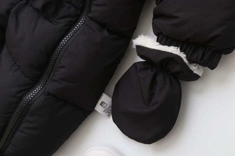 Pelele de invierno premium con capucha para bebé Mother & Kids: mono grueso acolchado de algodón para bebés y niños pequeños (66-90 cm), unisex, manga larga, con cremallera_voghion.com