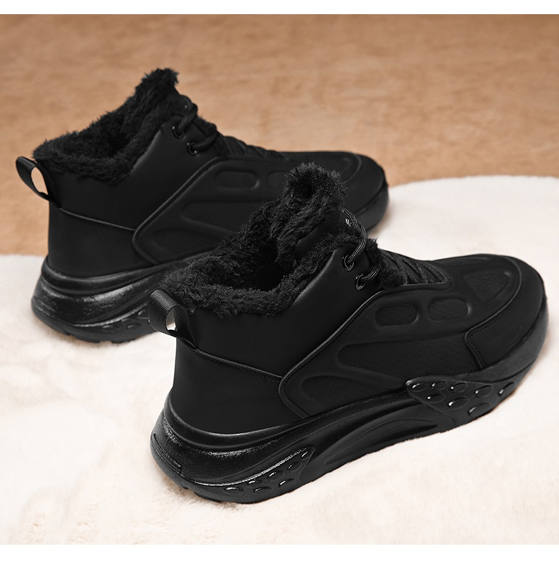 Men's Winter Cotton Shoes Pu Leather Sports Running Shoes_voghion.com