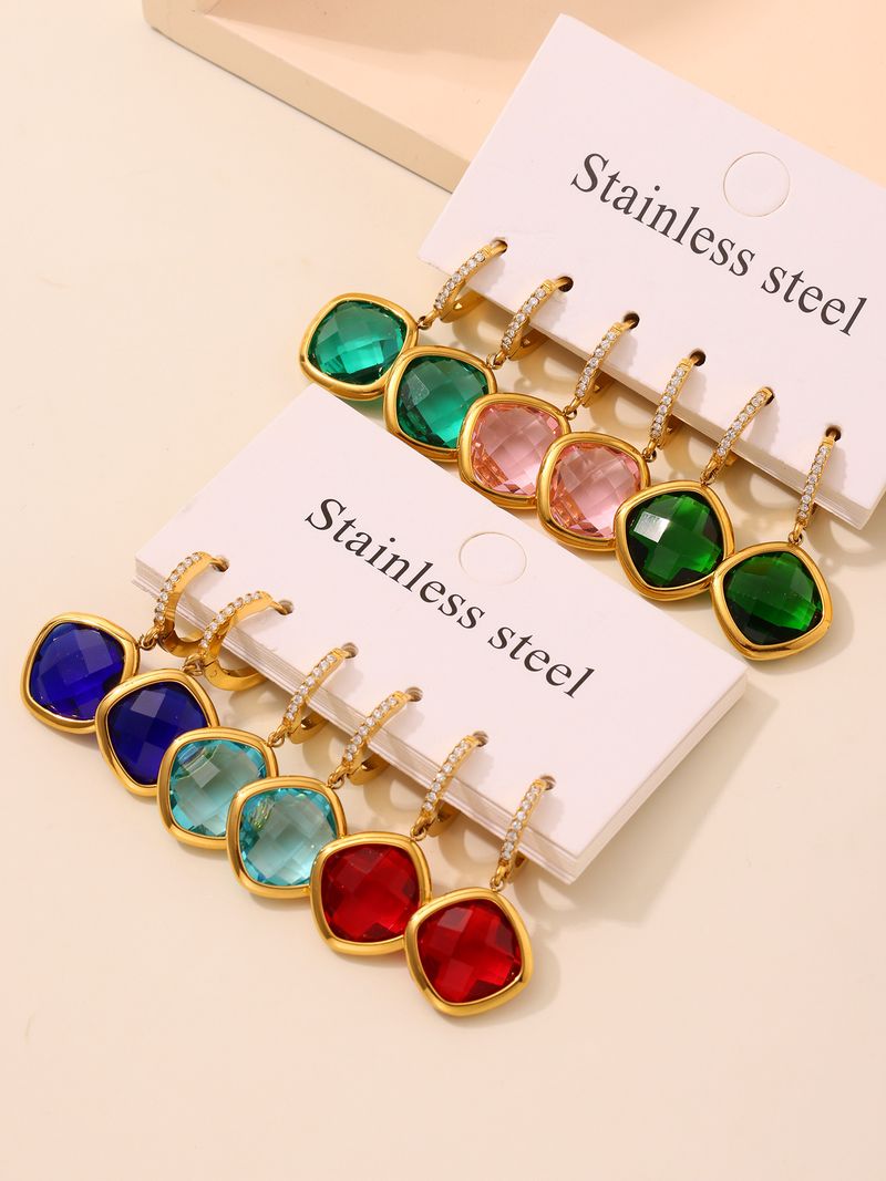 Orecchini quadrati in zircone color zucchero in acciaio inossidabile dal design unico, orecchini da donna, accessori per le orecchie_voghion.com