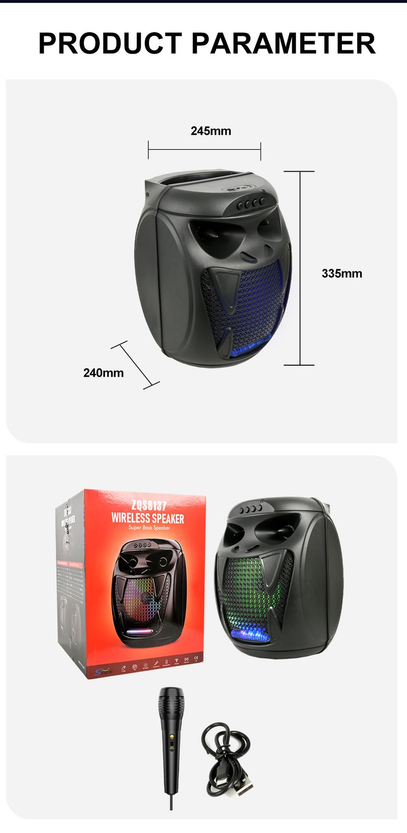 ZQS8137 Outdoor-Mikrofon, Karaoke-Kartenführer, Lehrerrede, hohe Lautstärke, kabelloser Bluetooth-Lautsprecher_voghion.com