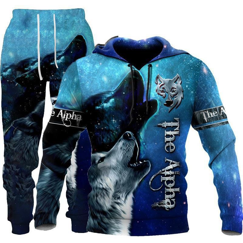 2024 New Tiger Animal Pattern 3D Printed Hooded Men's Sweater Set_voghion.com
